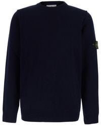 Stone Island - Lambswool Sweater With V-Neck And Long Sleeves - Lyst