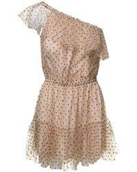 Gucci - Beige Mono-shoulder Dress Tulle With Polka Dot Motif All-over In Polyammide - Lyst