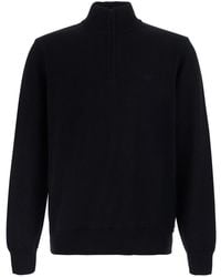 Emporio Armani - Crew Neck Sweater With Half Zip Closure On The Fr - Lyst
