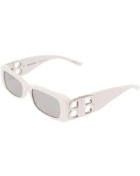 Balenciaga - 'dynasty Rectangle' White Rectangular Sunglasses With Silver-tone Detailing In Acetate Woman - Lyst