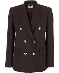 Elisabetta Franchi - Double-Breasted Jacket Viscose - Lyst