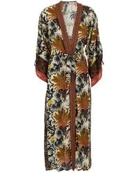 Anjuna - Kimono Dress With All-Over Print And Deep V-Neck In - Lyst