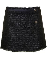 Versace - Vichy Tweed Wrap Mini Skirt - Lyst