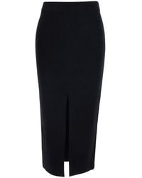 Pinko - Ribbed Tech Fabric Skirt Viscose - Lyst