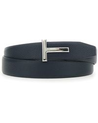 Tom Ford - Reversible Belt With T Buckle Closure And Embossed Crocodile Effect - Lyst