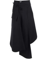 Bottega Veneta - Asymmetrical Skirt With Drawstring And Button Closure - Lyst