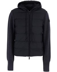 Moncler - Cardigan With Quilted Design On The Front And Logo Patch - Lyst