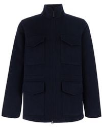 Aspesi - Wool Zip-Front High-Collar Jacket With Pockets - Lyst