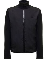 3 MONCLER GRENOBLE - Black Tricot Cardigan With Logo Patch Moncler Man - Lyst