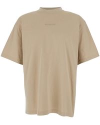 Balenciaga - Crewneck T-Shirt With Logo Lettering On Front And Rear - Lyst