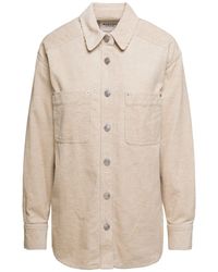 Isabel Marant - Randal Beige Jacket With Patch Pockets And Branded Buttons In Corduroy - Lyst