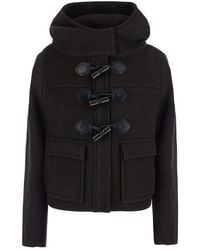 Ganni - Mini Duffle Peacoat Wool Coat - Lyst