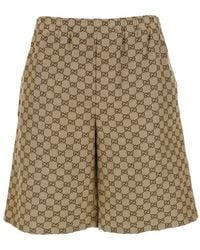 Gucci - Bermuda Shorts With Elastic Waist And All-Over Gg Motif - Lyst