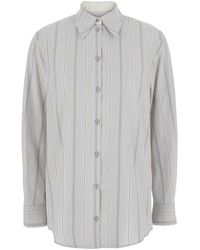 Low Classic - Shirt With Classic Collar And All-Over Striped Motif - Lyst