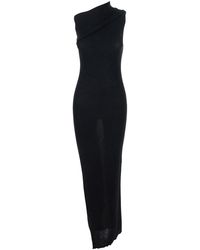 Rick Owens - 'Athena' Asymmetrical Long Dress With Wide Neck And Ribbed Design - Lyst