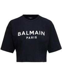 Balmain - Cropped Logo T-shirt - Lyst