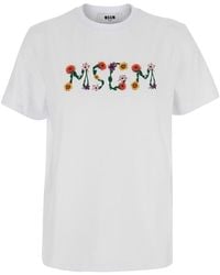 MSGM - T-Shirt Round Neck - Lyst