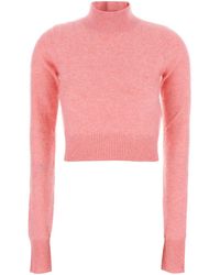 Sportmax - 'Gubbio' Cropped Sweater With High Neck And Ribbed Trims - Lyst
