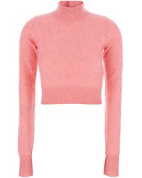 Sportmax - Maglione 'Gubbio' Crop A Collo Alto Con Rifiniture A Coste In - Lyst