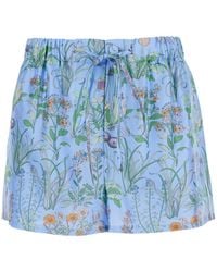 Gucci - Light Shorts With Elasticated Waist And Drawstring And All-Over Floral Print - Lyst