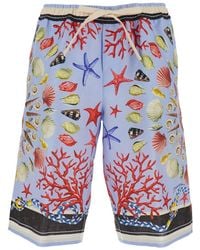 Dolce & Gabbana - Shorts With Elastic Drawstring And All-Over Print - Lyst