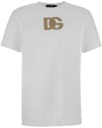 Dolce & Gabbana - Dolce & Gabbana Logo-Embroidered Cotton T-Shirt - Lyst
