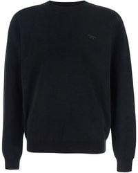 Maison Kitsuné - Crew Neck Sweater With Fox Patch - Lyst