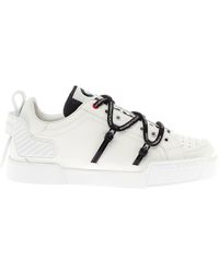 Dolce & Gabbana Portofino Sneakers In Calfskin And Patent Leather - White