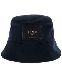 Fendi - Man's Bucket E Cotton Hat With Logo - Lyst