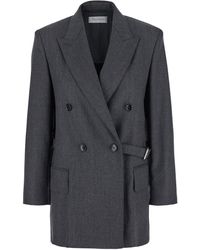 Max Mara - Giacca Doppiopetto 'Latino' Con Revers A Lancia E Cintura In - Lyst