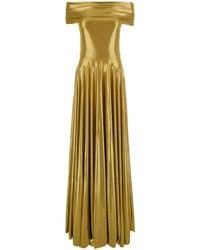 Norma Kamali - Colored Long Dress With Boat Neckline And Pleated Sk - Lyst