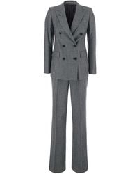 Tagliatore - Dress With Lapel Collar And Long Sleeves - Lyst