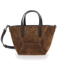 Brunello Cucinelli - Mini Bag 'Mini Duo Bag' With Leather Handle F - Lyst