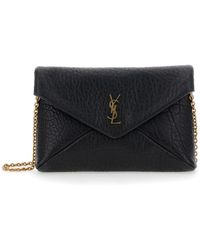 Saint Laurent - Clutch With Chain-Link Shoulder Strap And Cassandr - Lyst