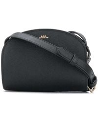 A.P.C. - Woman's Sac Demi-lune Mini Black Leather Crossbody Bag - Lyst