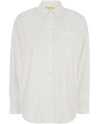 MICHAEL Michael Kors - Button Down Collar Shirt With Logo Plaque - Lyst