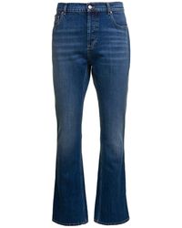 Alexander McQueen - Blue Flared Jeans With Logo Patch In Cotton Denim Man - Lyst
