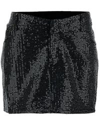 ROTATE BIRGER CHRISTENSEN - Mini-Skirt With All-Over Paillettes And Logo Patch - Lyst