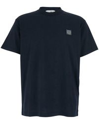 Stone Island - Crewneck T-Shirt With Logo Patch On The Front - Lyst