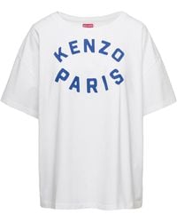 KENZO - T-Shirt Oversize Girocollo Con Stampa A Contrasto - Lyst