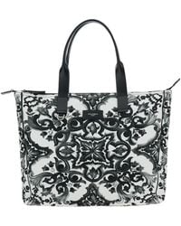 Dolce & Gabbana - Tote Bag With Top Zip Closure And All-Over Print - Lyst