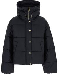Pinko - Down Jacket With Drawstring Hood And Logo Patch On The Sle - Lyst