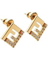 Fendi - Forever Metal And Crystal Earrings - Lyst