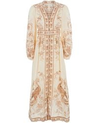 Zimmermann - Midi Dress Indra Plunge Linen - Lyst