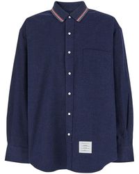 Thom Browne - Oversized L/S Shirt W/Knit Collar - Lyst