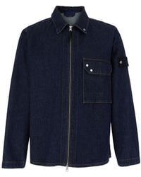 Stone Island - Shirt With Classic Collar And Logo Patch On The Slee - Lyst
