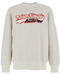 Autry - Crewneck Sweatshirt With Print On The Front And Ribbed Trim - Lyst