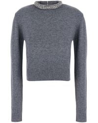 Pinko - 'Berlin' Sweater With Rhinestone Details On The Collar And - Lyst