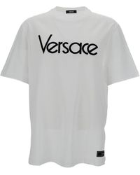 Versace - Crewneck T-Shirt With Logo Lettering Print - Lyst