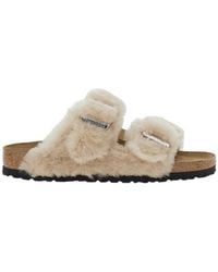 Birkenstock - 'Arizona' Sandals With Fur Inserts And Leather Buckl - Lyst